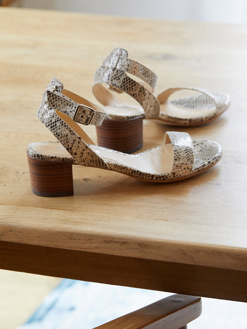 Sandale Talon - Beige Moyen Imprime - Femme