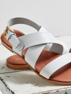 Sandalia con Hebilla - Blanco Claro Liso - Mujer