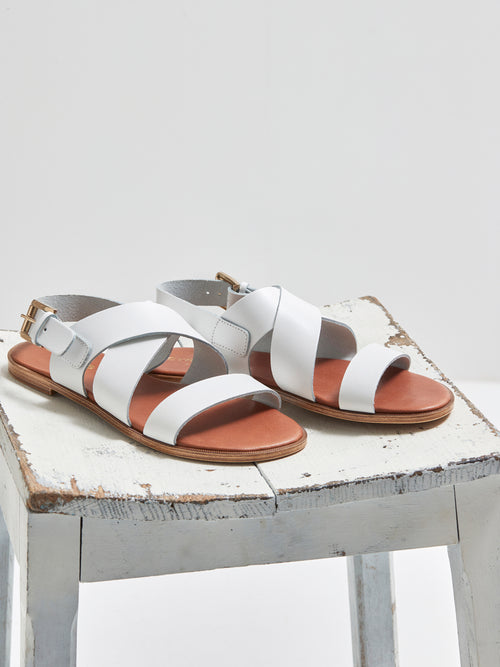 Sandale Boucle - Blanc Clair Uni - Femme