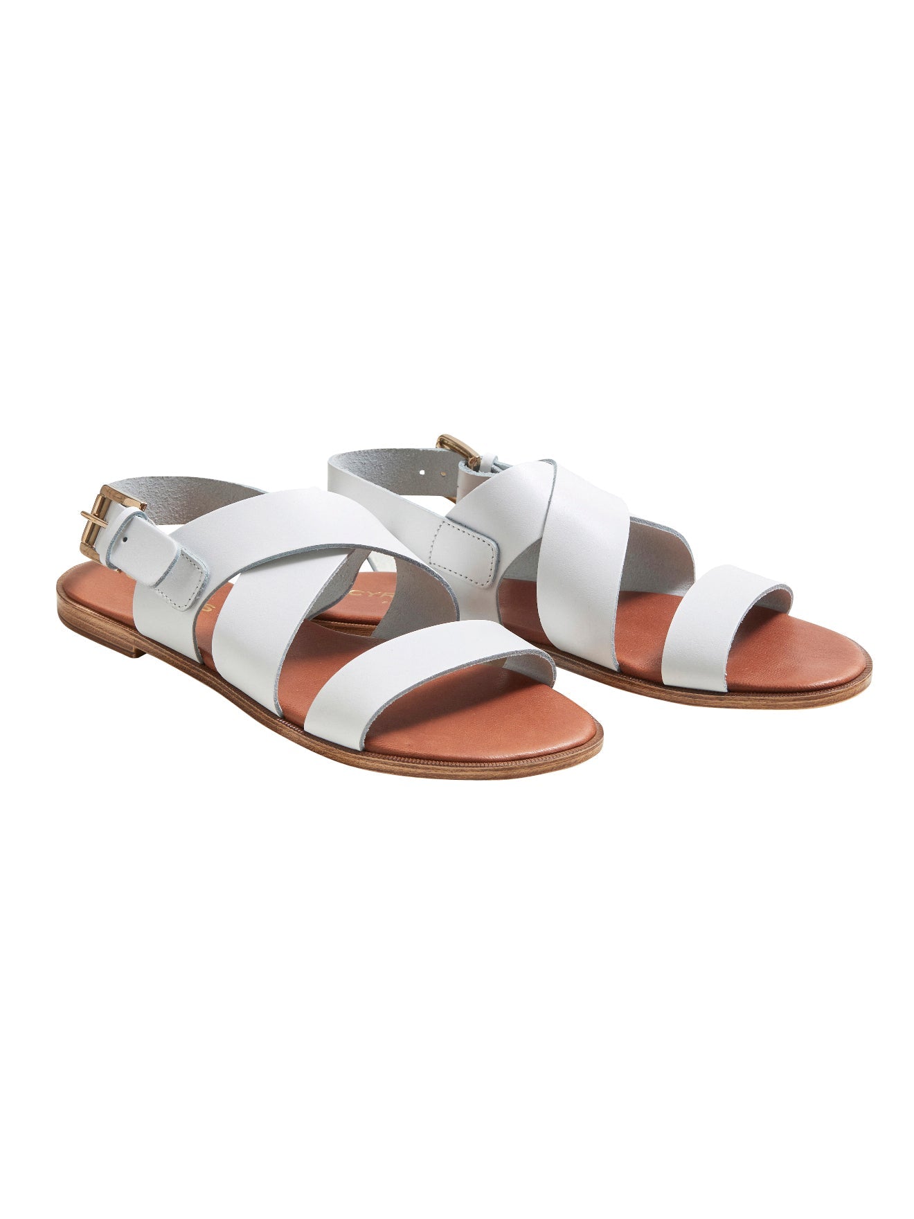 Sandalia con Hebilla - Blanco Claro Liso - Mujer