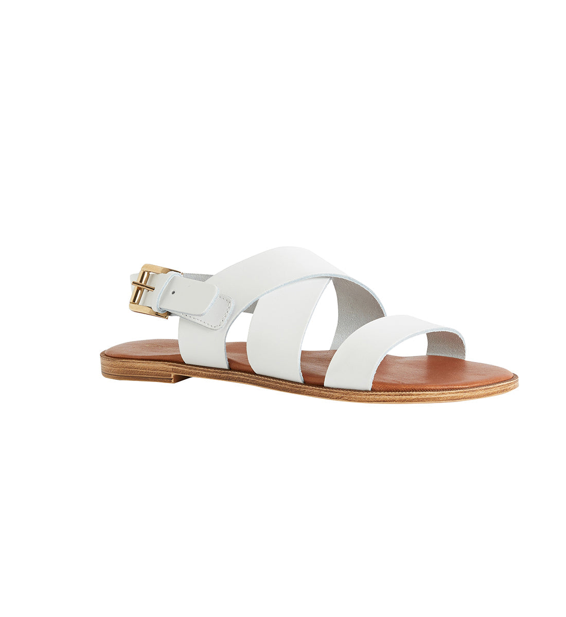 Sandalia con Hebilla - Blanco Claro Liso - Mujer