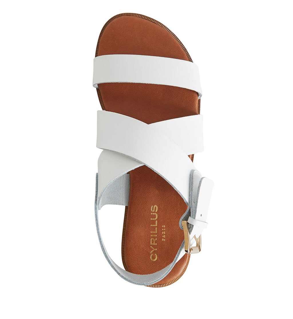 Sandalia con Hebilla - Blanco Claro Liso - Mujer