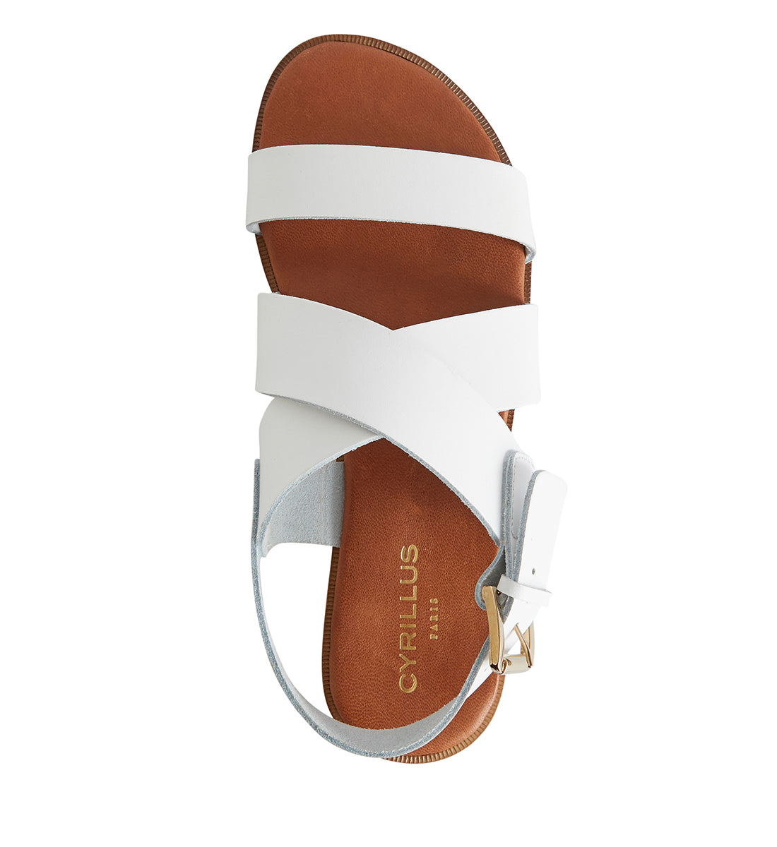 Sandalia con Hebilla - Blanco Claro Liso - Mujer