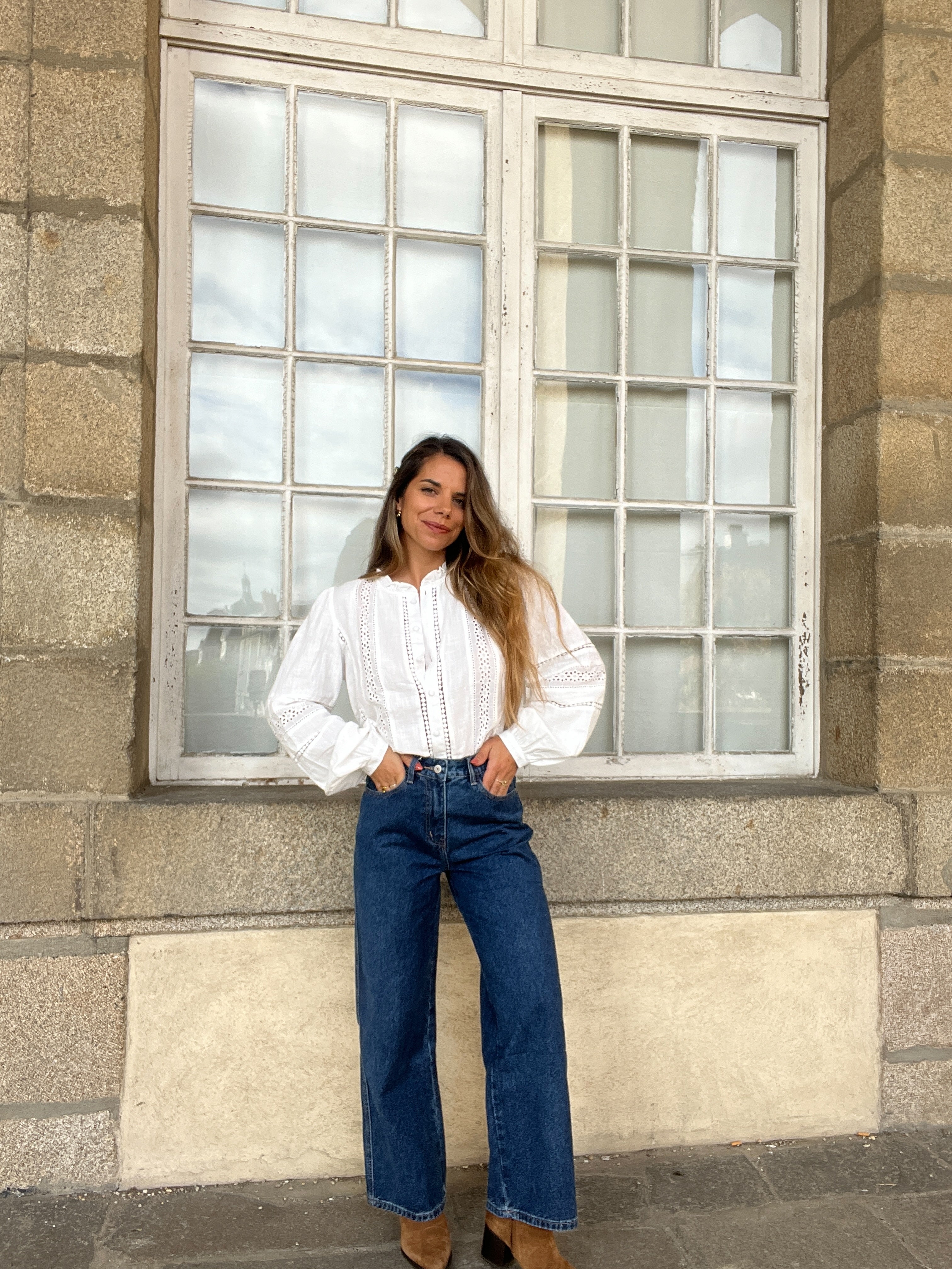 Colombe white embroidered blouse