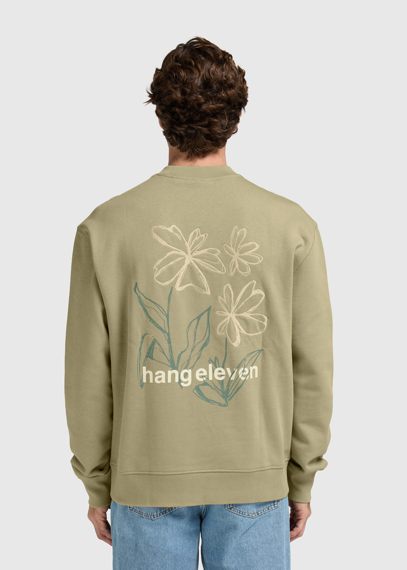 Pull Col Rond Flower - Slate Green