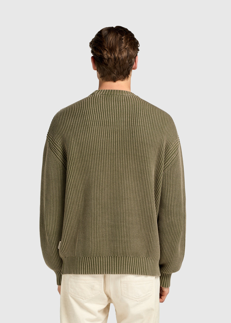 Pull Col Rond Palm Logo - Olive Green