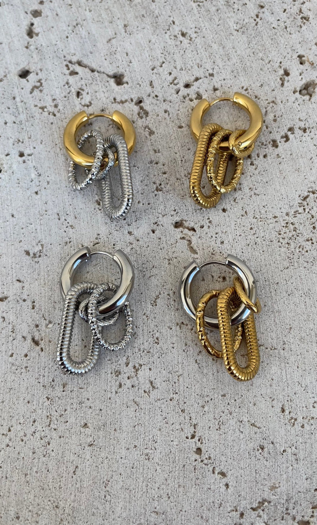 Multiple Oval X Hoop Earrings
