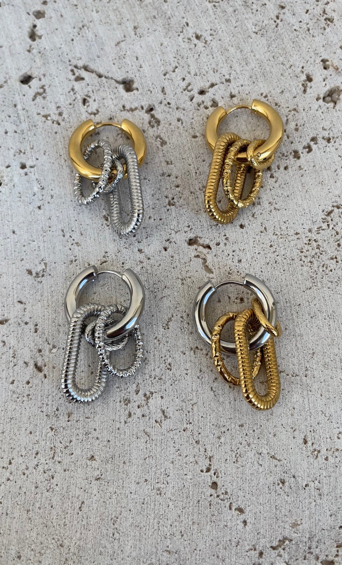 Multiple Oval X Hoop Earrings