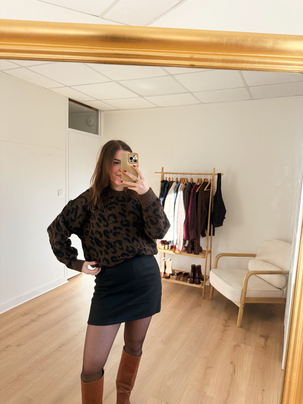 Falda efecto lana Lou negra