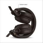 Marshall – Milton ANC - Auriculares Inalámbricos - Marrón, auriculares plegables negros de piel, vista de perfil