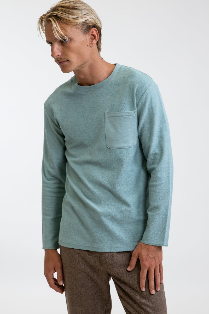 Rhythm - T-Shirt Vintage Terry Ls - Teal - Homme