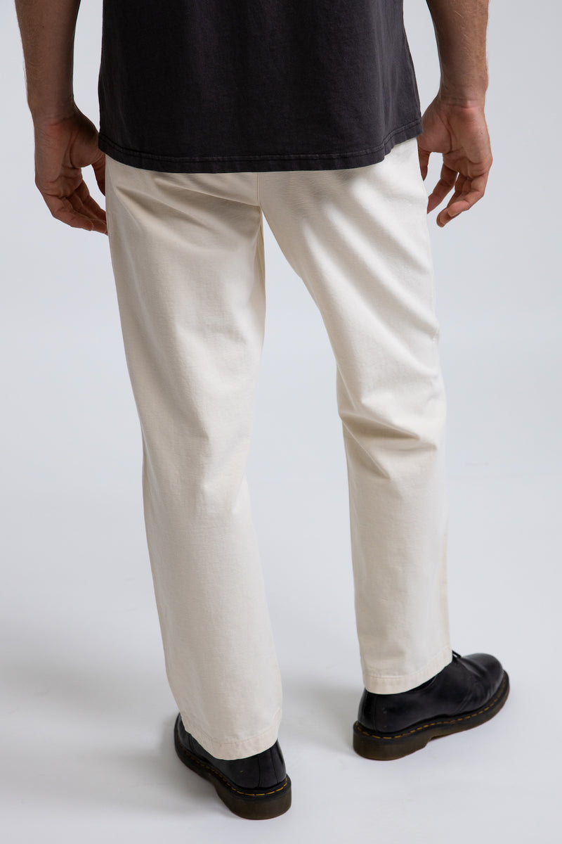 Rhythm - Pantalon Slub Pleated Chino - Natural - Homme