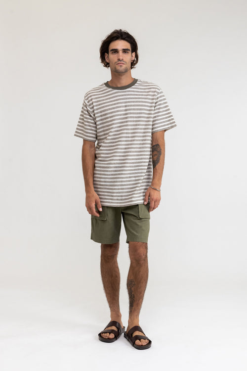 Rhythm - T-Shirt Endure Stripe Vintage - Olive - Homme