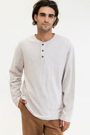 Rhythm - T-Shirt Vintage Linen Terry Ls Henley - Natural - Homme