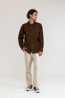 Rhythm - Chemise Corduroy Ls - Chocolate - Homme