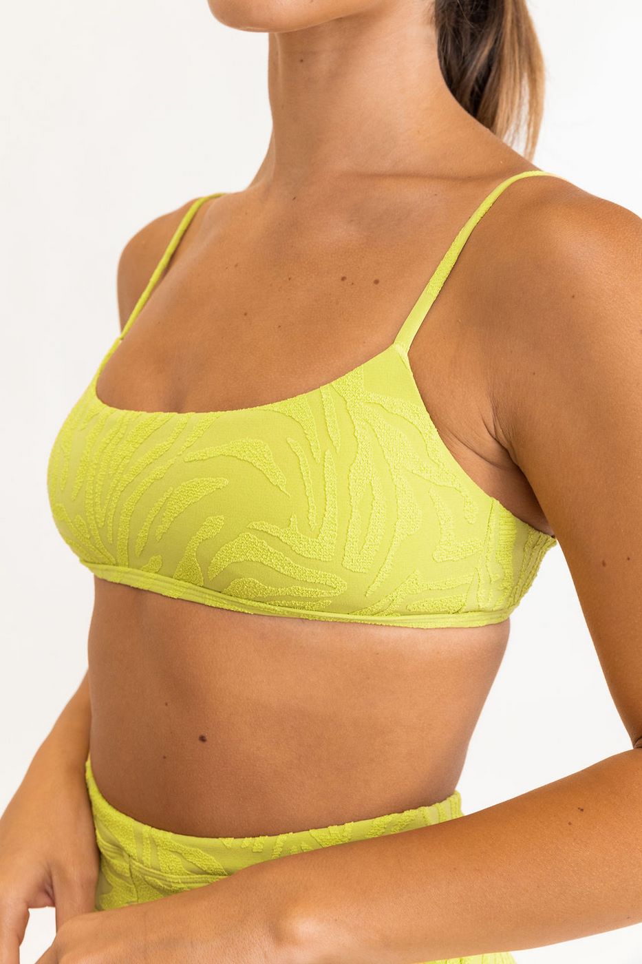 Rhythm - Haut De Maillot Bengal Jacquard Crop - Celery - Femme