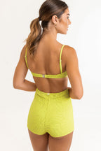 Rhythm - Haut De Maillot Bengal Jacquard Crop - Celery - Femme