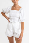 Rhythm - Top Bronte Smocked - White - Femme