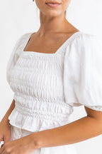 Rhythm - Top Bronte Smocked - White - Femme