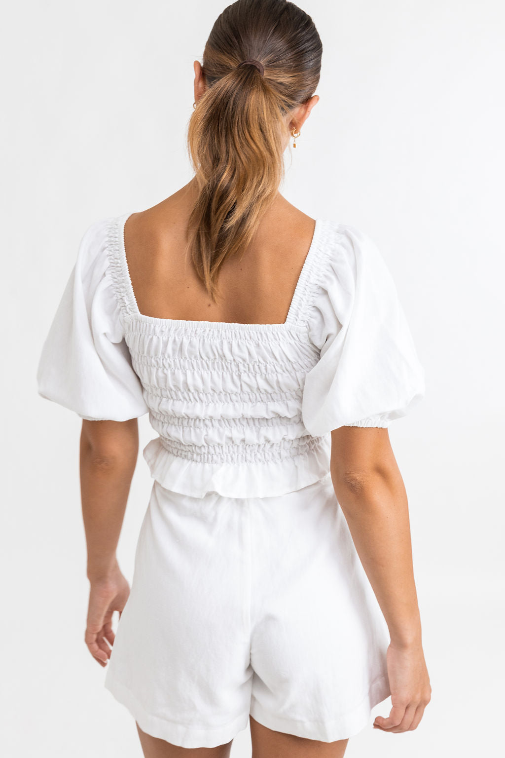 Rhythm - Top Bronte Smocked - White - Femme