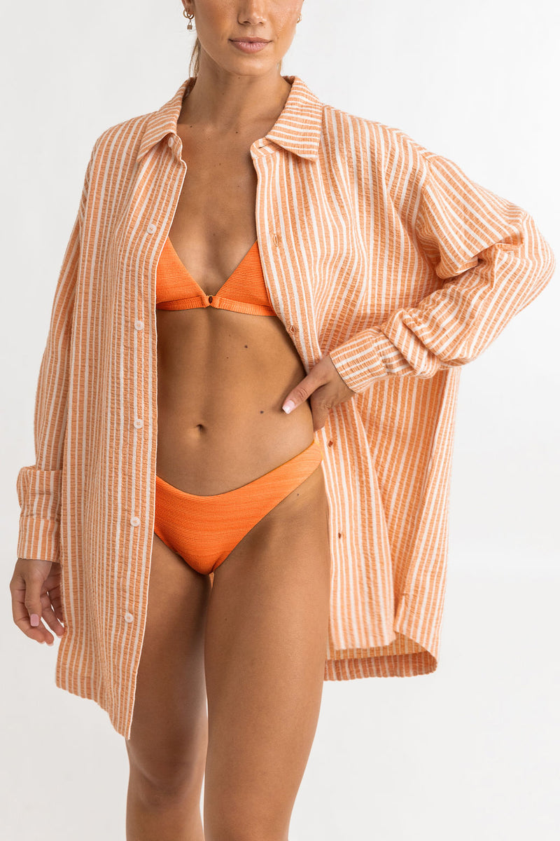 Rhythm - Chemise Stripe Oversize - Orange - Femme