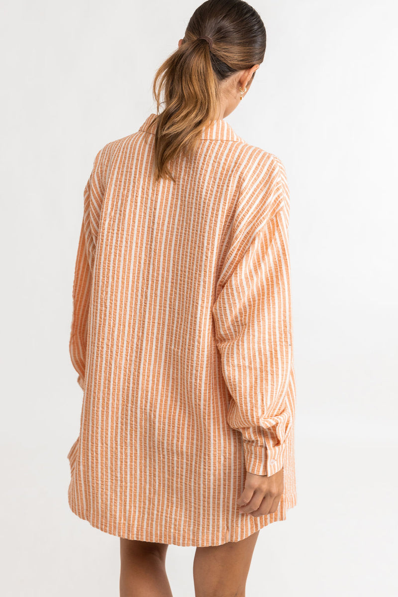 Rhythm - Chemise Stripe Oversize - Orange - Femme