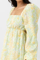 Rhythm - Vestido minifalda con estampado floral de manga larga Magnolia - Fern - Mujer