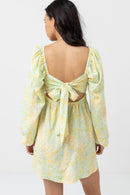 Rhythm - Vestido minifalda con estampado floral de manga larga Magnolia - Fern - Mujer