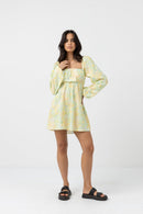 Rhythm - Vestido minifalda con estampado floral de manga larga Magnolia - Fern - Mujer