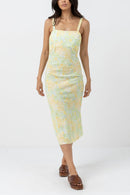 Rhythm - Falda de vestir midi con bias floral Magnolia - Helecho - Mujer