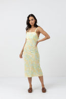 Rhythm - Falda de vestir midi con bias floral Magnolia - Helecho - Mujer