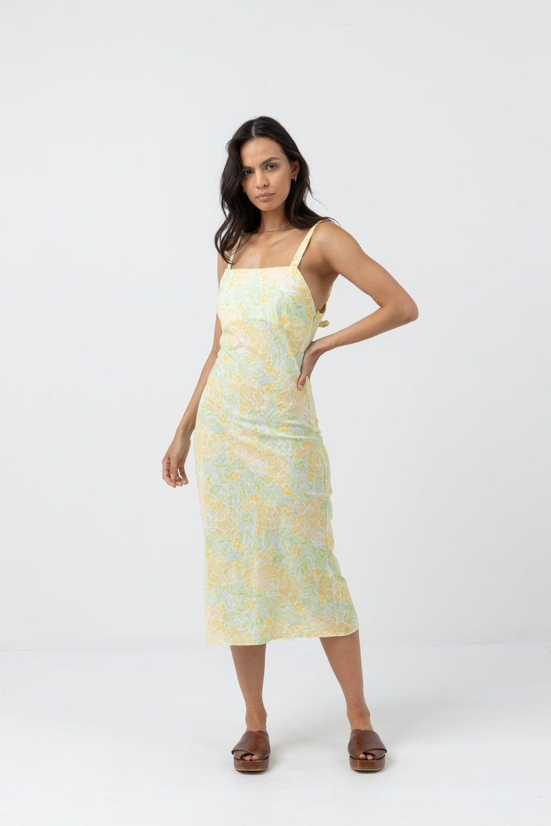Rhythm - Falda de vestir midi con bias floral Magnolia - Helecho - Mujer