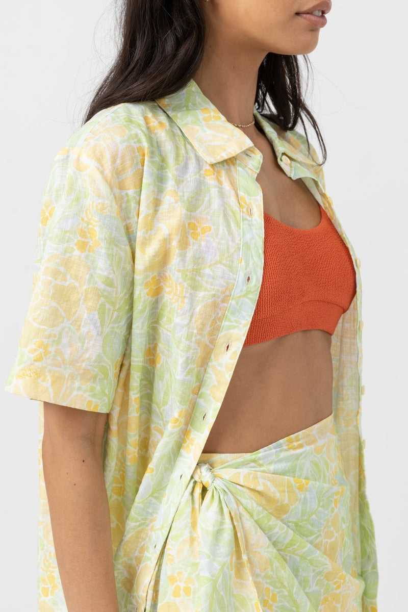 Rhythm - Camisa de manga corta floral Magnolia - Helecho - Mujer