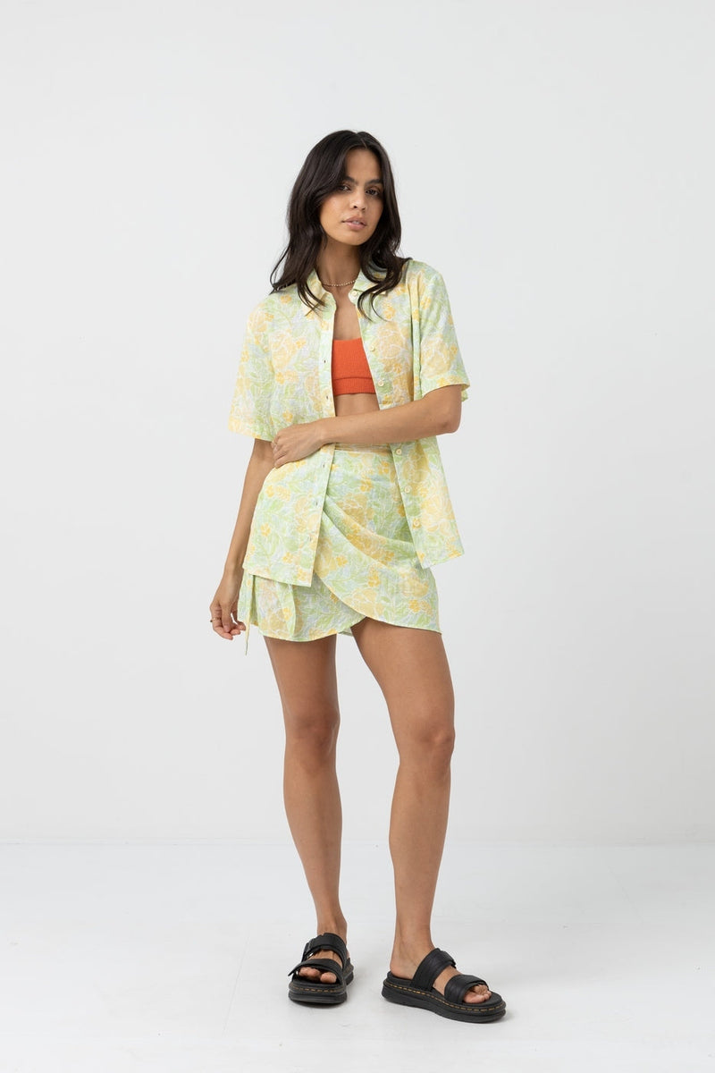 Rhythm - Camisa de manga corta floral Magnolia - Helecho - Mujer