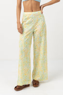 Rhythm - Pantalones anchos con estampado floral Magnolia - Fern - Mujer