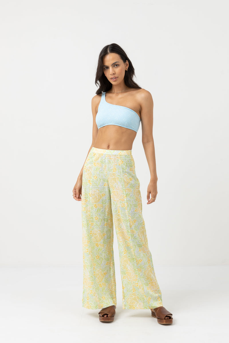 Rhythm - Pantalones anchos con estampado floral Magnolia - Fern - Mujer