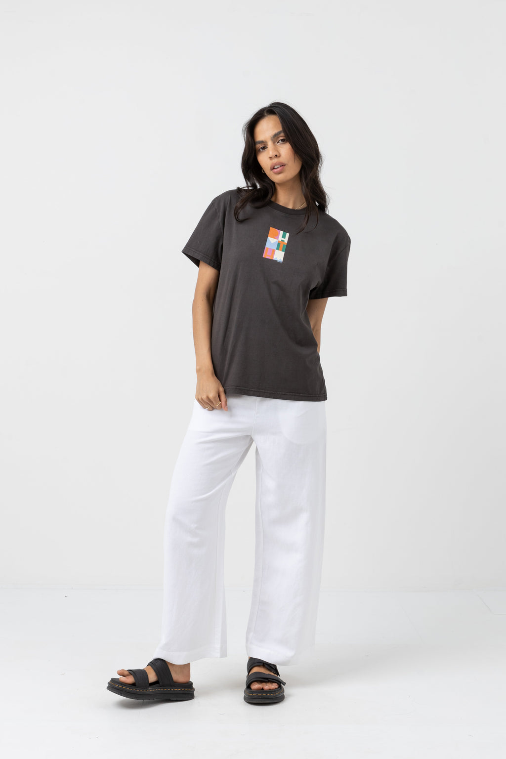 Camiseta Stacked Band - Vintage Negro - Mujer