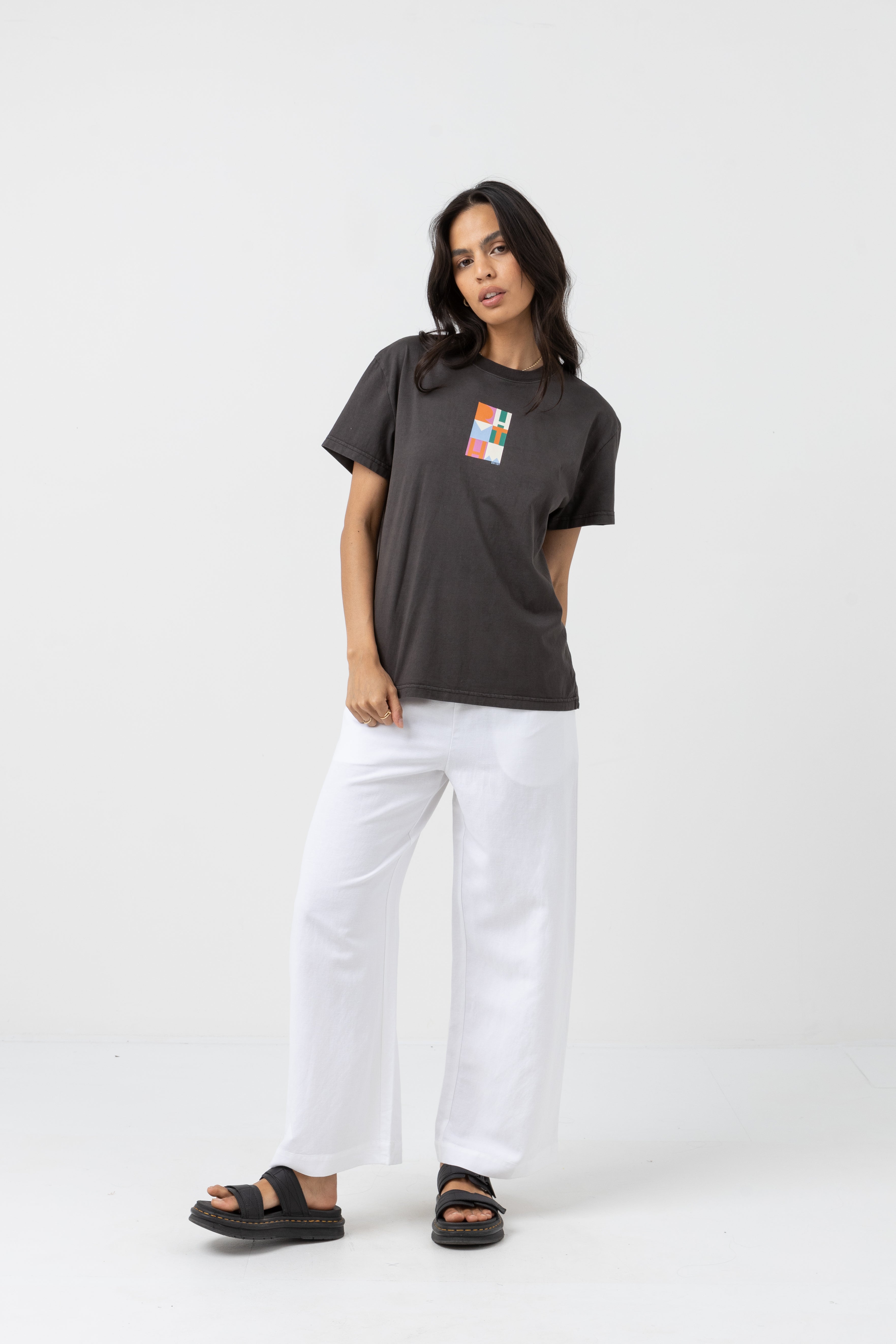 Camiseta Stacked Band - Vintage Negro - Mujer