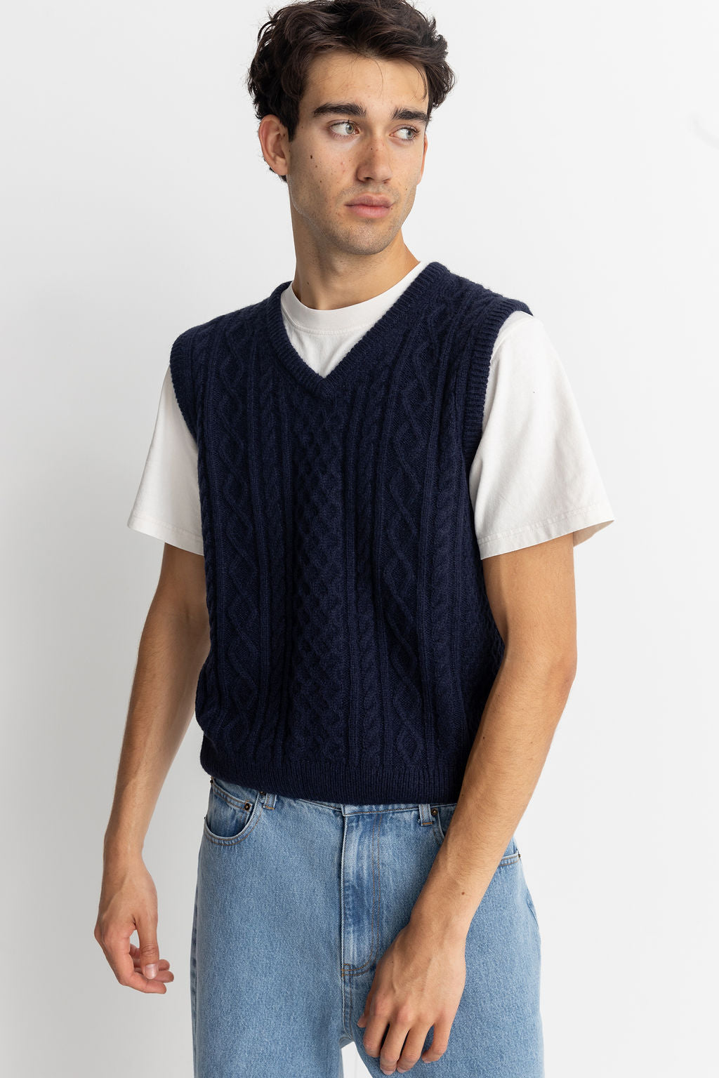 Pull Mohair Pull Vest - Navy - Homme