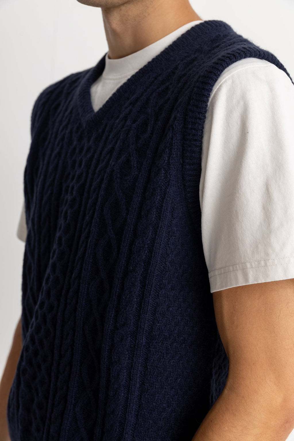 Pull Mohair Pull Vest - Navy - Homme