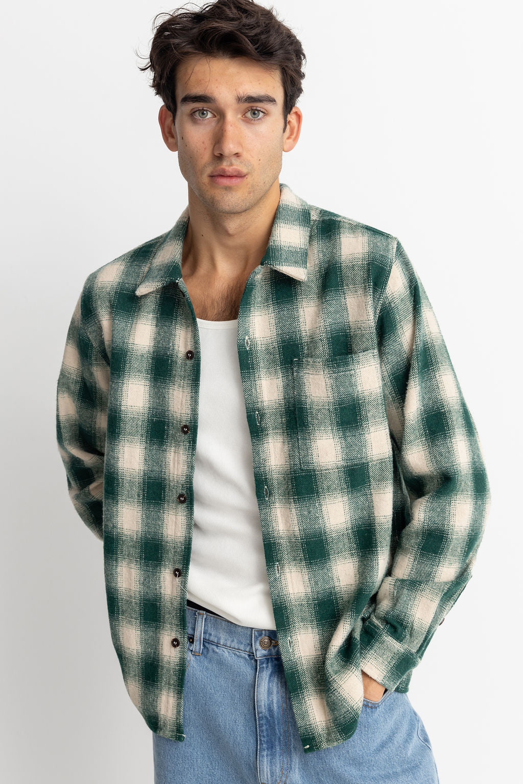 Plaid Ls Flannel Shirt - Green - Men