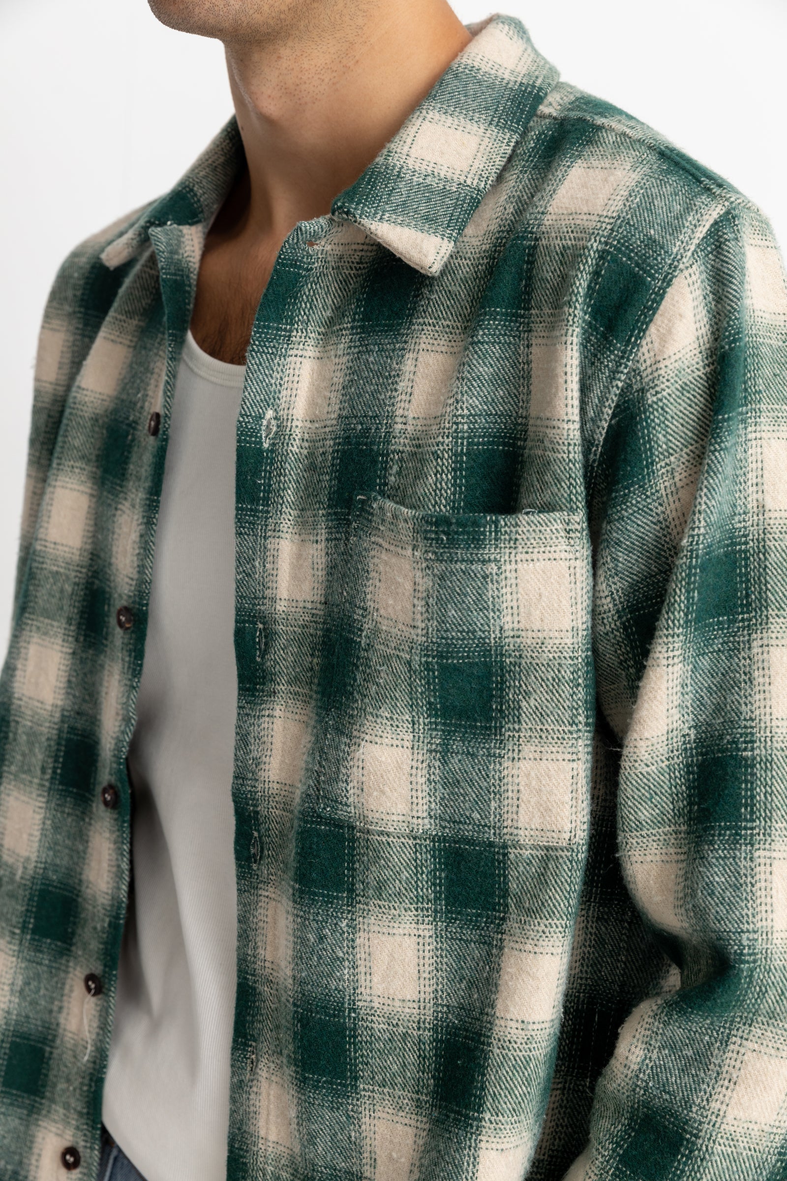 Plaid Ls Flannel Shirt - Green - Men
