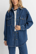 Veste Oversized Denim - Dark Wash - Femme