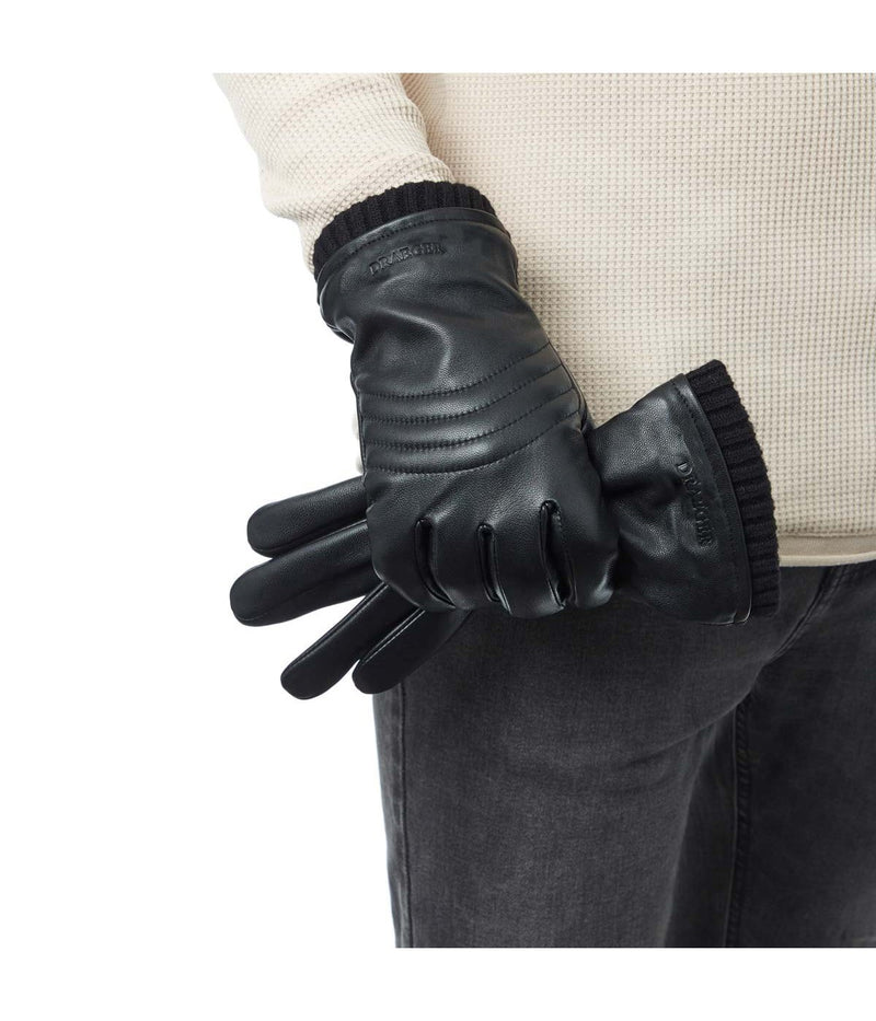 Gants Homme Surpiqués - 100% Cuir - Noir