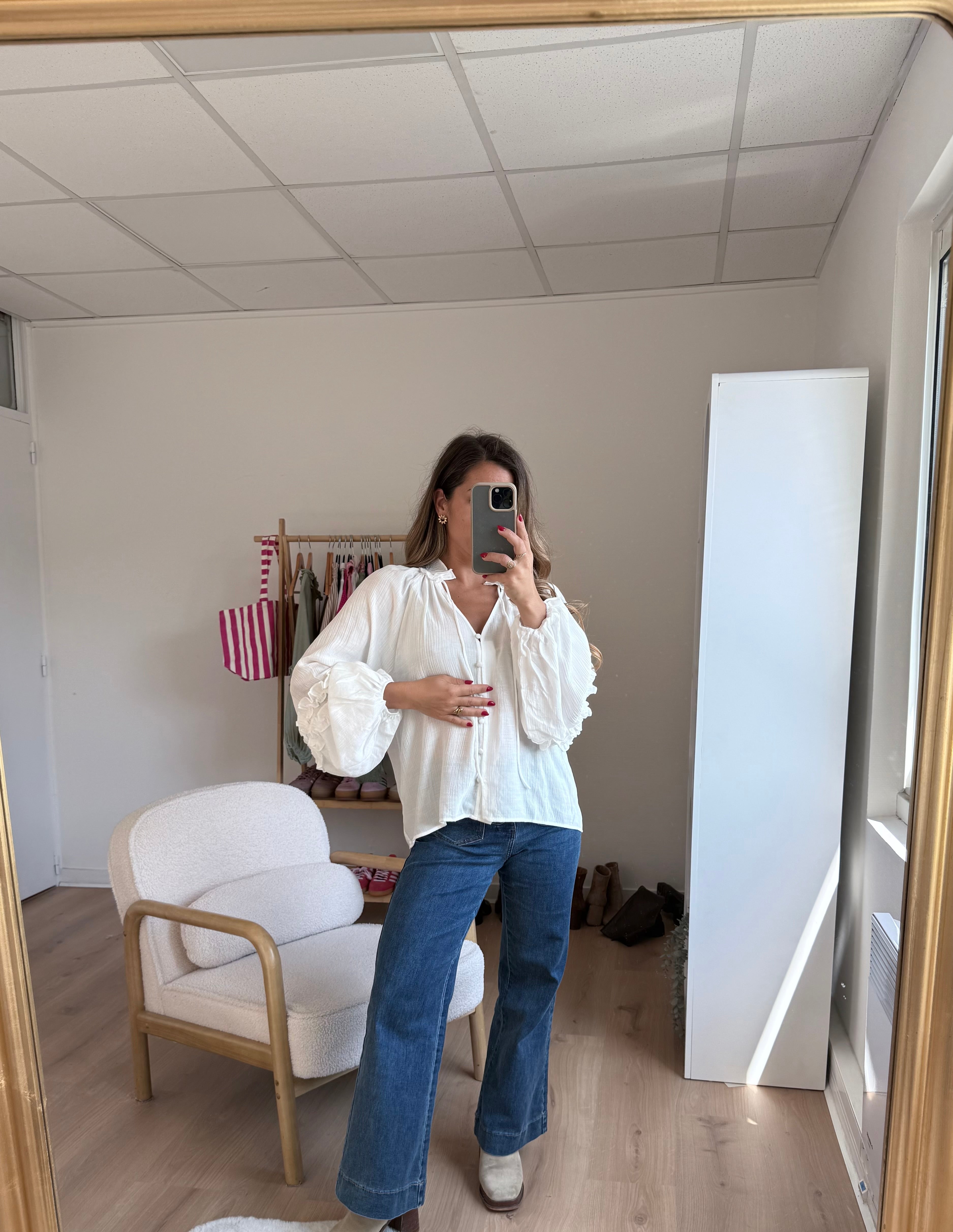Esmée Ruffled Blouse in Ecru
