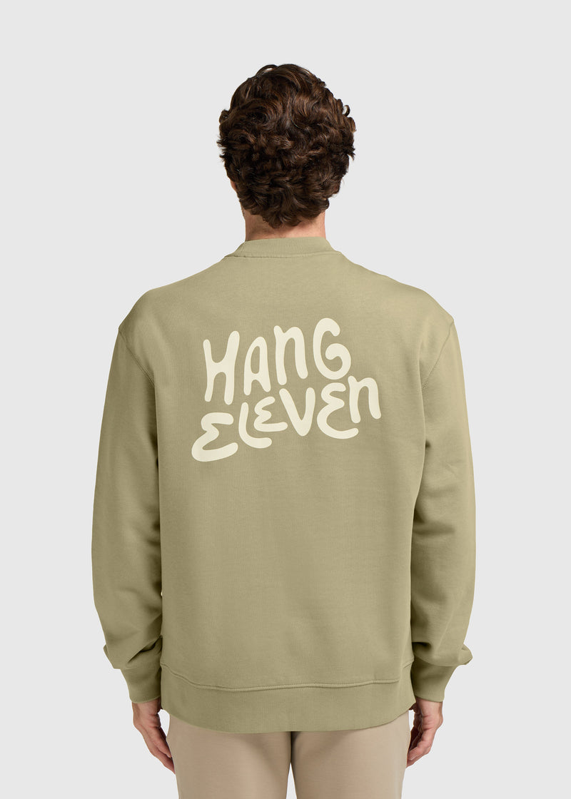 Pull Col Rond Brand - Slate Green