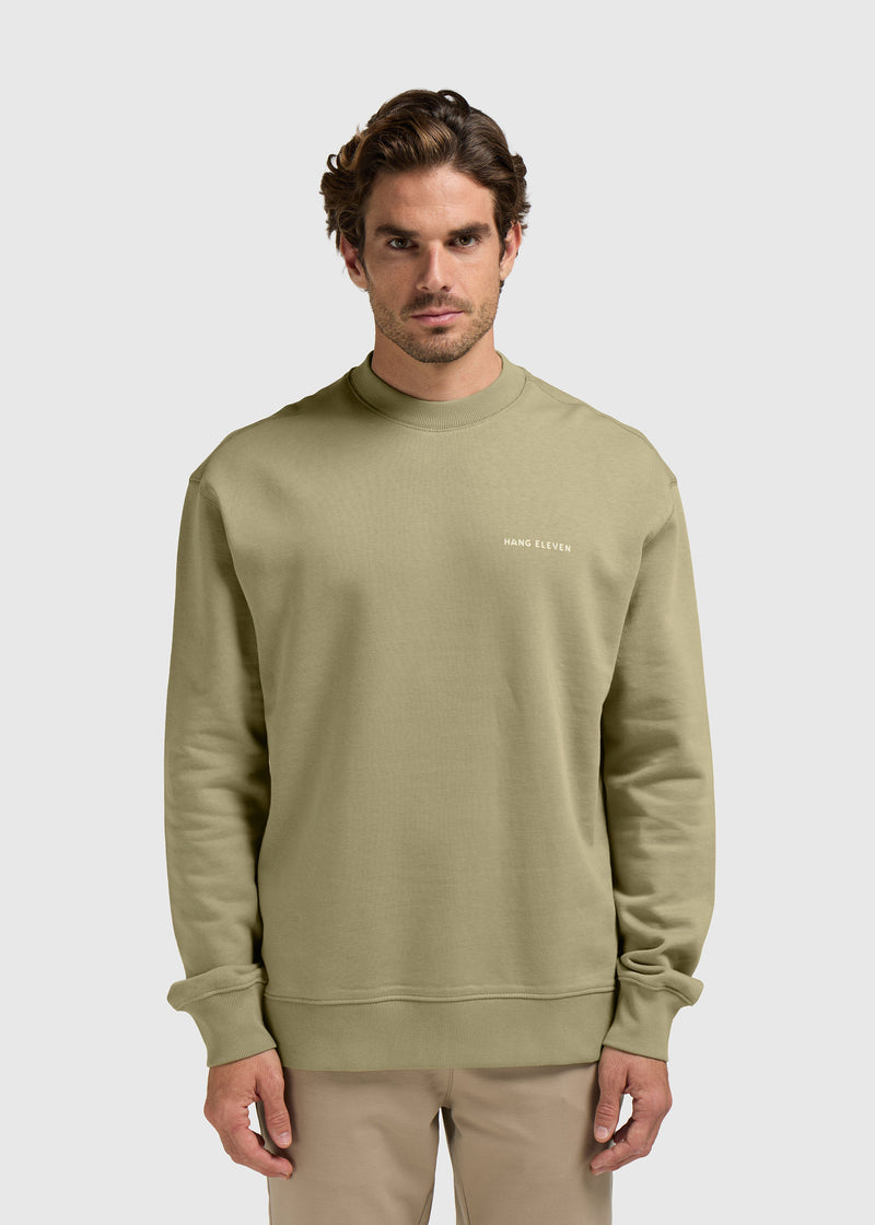 Pull Col Rond Brand - Slate Green