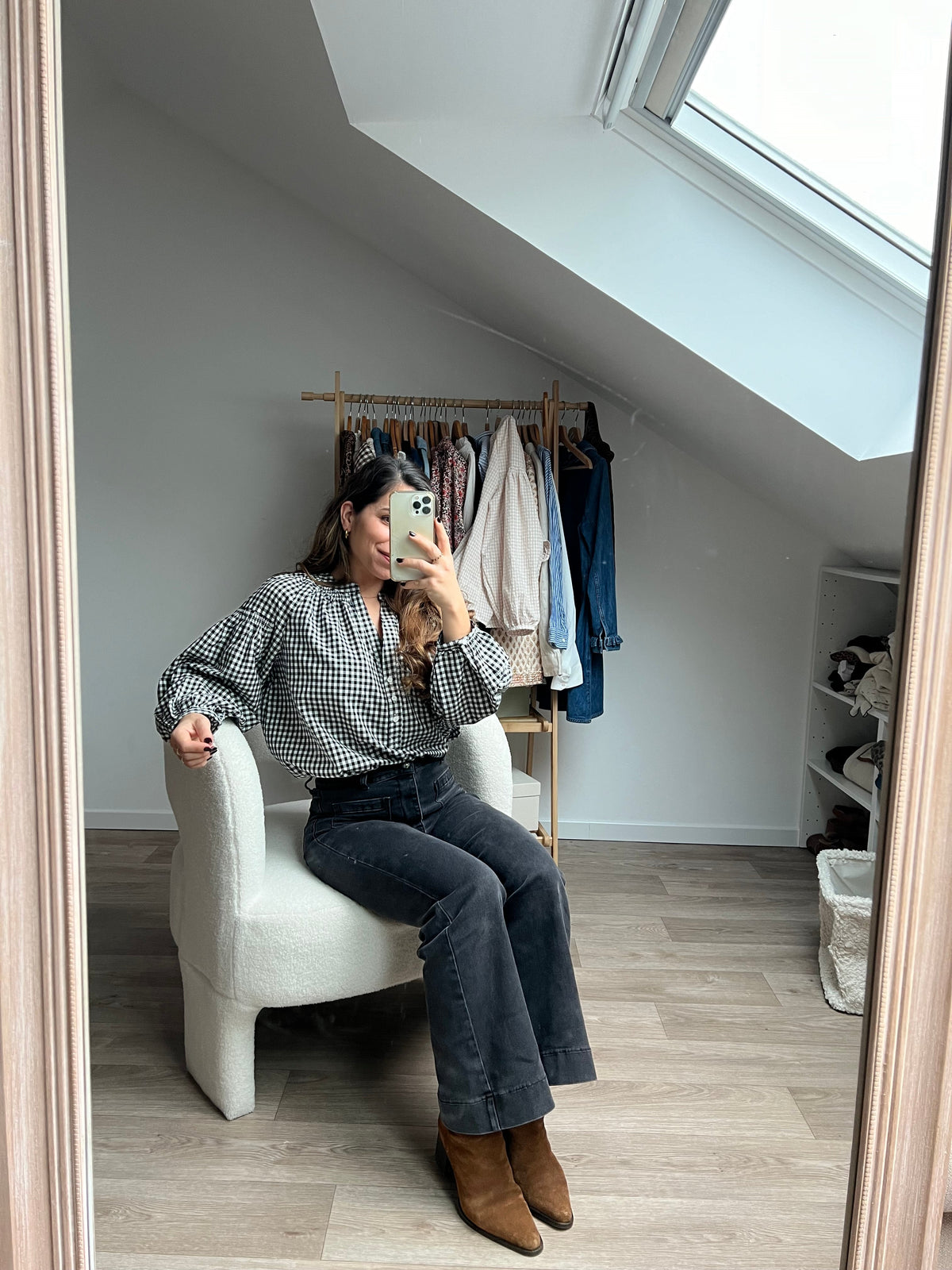 Clothilde black gingham blouse
