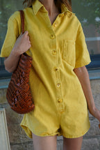 Chloé Denim Playsuit Yellow