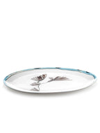Midnight Flowers - Assiette Ovale °2 - L - Porcelaine Bone China - Camelia Aubergine